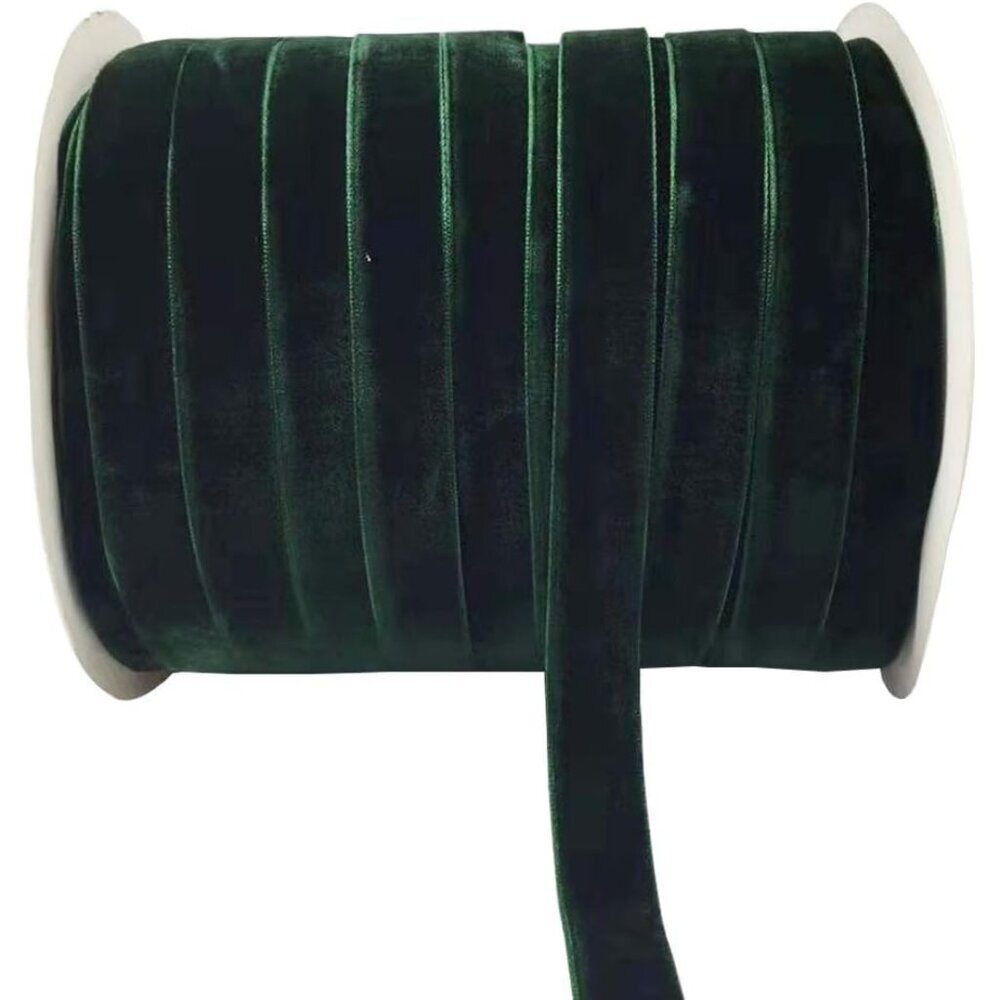 Versatile 10 Yards Dark Green Velvet Nylon Ribbon - Crafting & Gift Wrapping